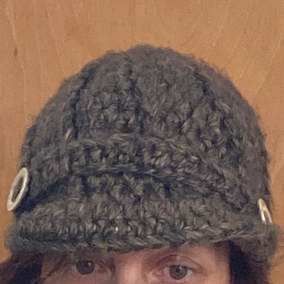 Handmade Knit Brown Taupe Hat Cap with Two Buttons Women’s One Size Very Cute - Picture 4 of 8